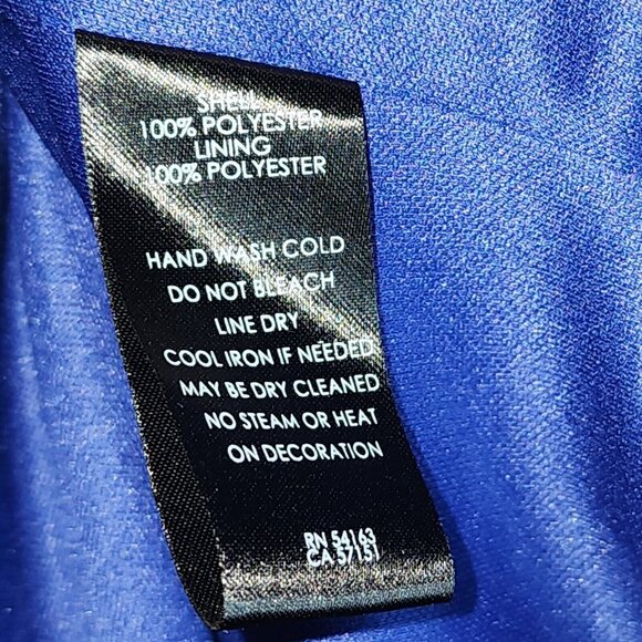 JESSICA HOWARD Solid All Blue Chiffon Lined Zip Back Dress Womens Plus Size 20W - Picture 6 of 6